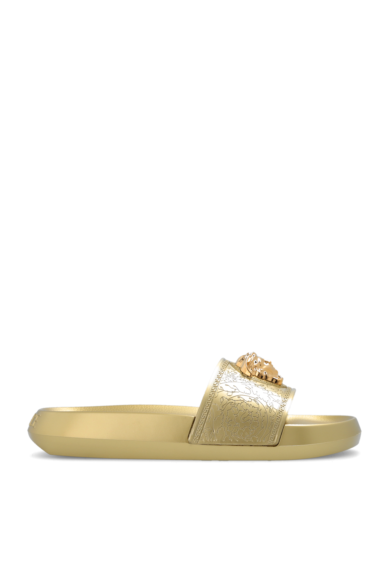 White and sale gold versace slides